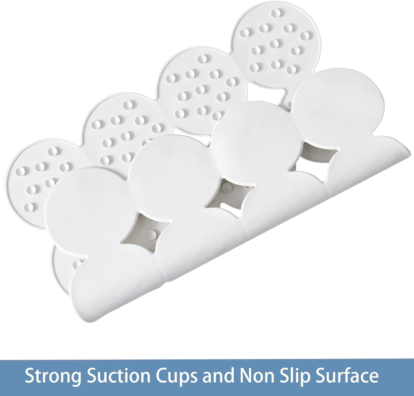 Square Shower Mat Nonslip - Rubber Bathtub Mat with Suction Cups for Inside Shower Bathroom Floor (White, 21X21”)