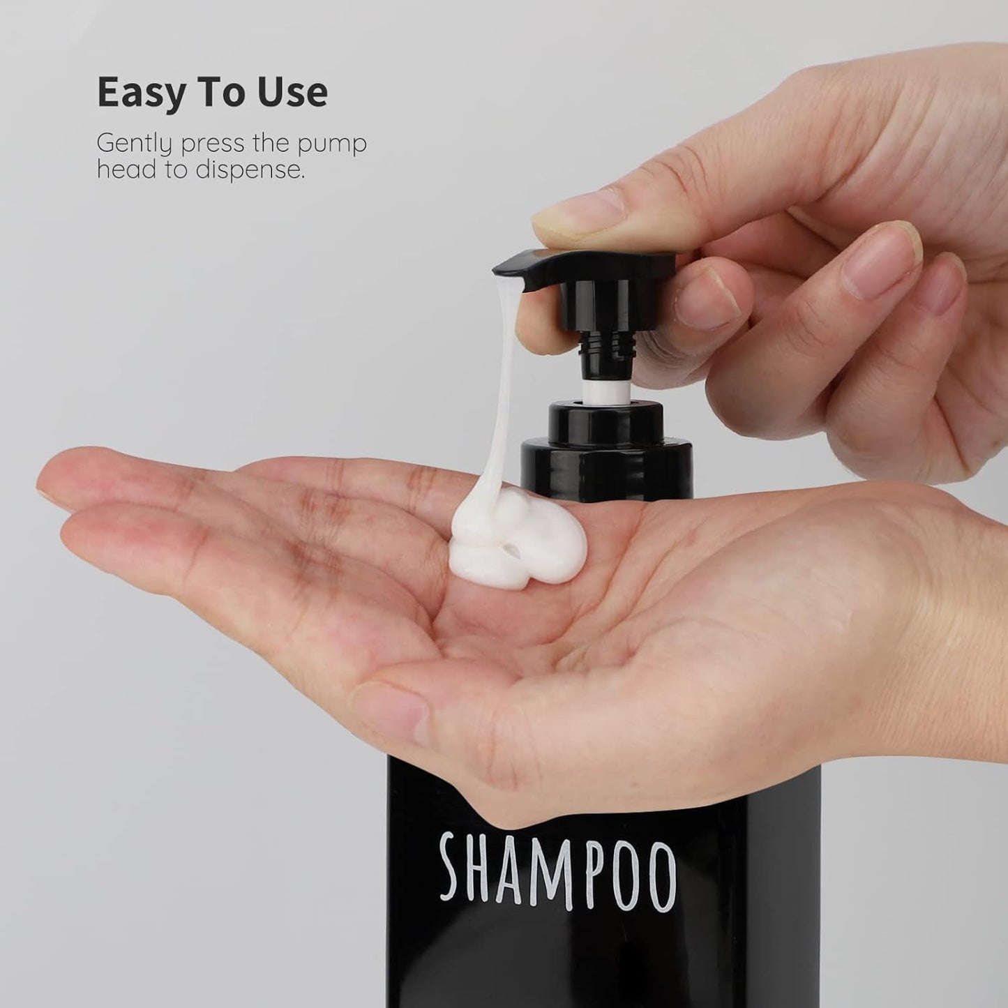 Segbeauty Plastic Square Soap Dispenser Black, 3pcs 16.9oz Refillable Shampoo and Conditioner Bottles, 500ml Empty Reusable Pump Bottle Bathroom Shower Dispenser Set for Body Wash Liquid Gel Lotion