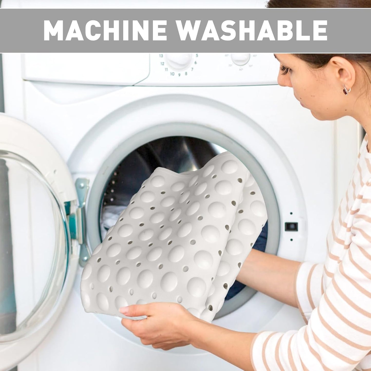 Shower Mat Non Slip: 35.4 x 23.6 Inch Extra Large TPE Shower Mats for Inside Shower - Anti Slip Shower Stall Matt with Drain Hole and Suction Cups for Elderly