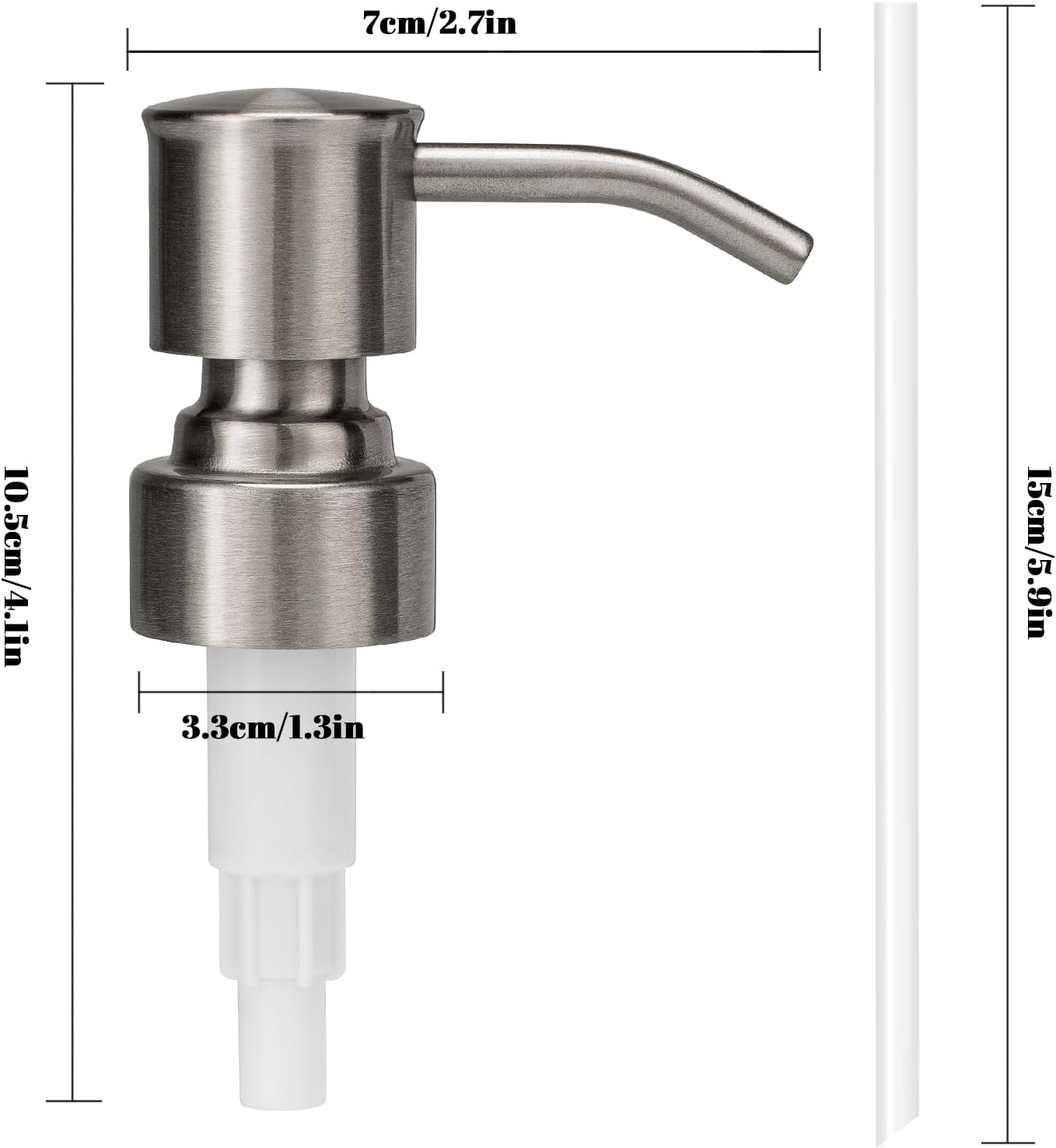 Soap Dispenser Pump Replacement 304 Stainless Steel for Regular Mouth Bottle for Standard 28/400 Thread Size Kitchen Bathroom Lotion Refill Dispenser 2 Pack(Brushed Nickel)