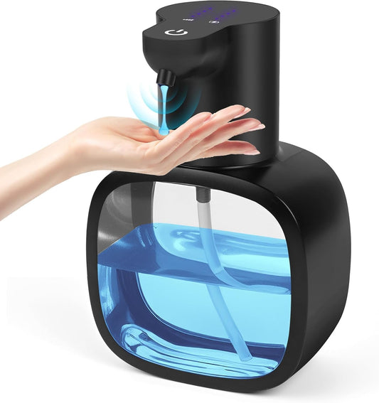 lazycozy® Automatic Soap Dispenser, Touchless Electric Soap Dispenser, 17oz, Rechargeable via USB-C, 4 Dispensing Modes, Wall Mount or Countertop, for Kitchen Sink, Bathroom, Hand, Dish, Black