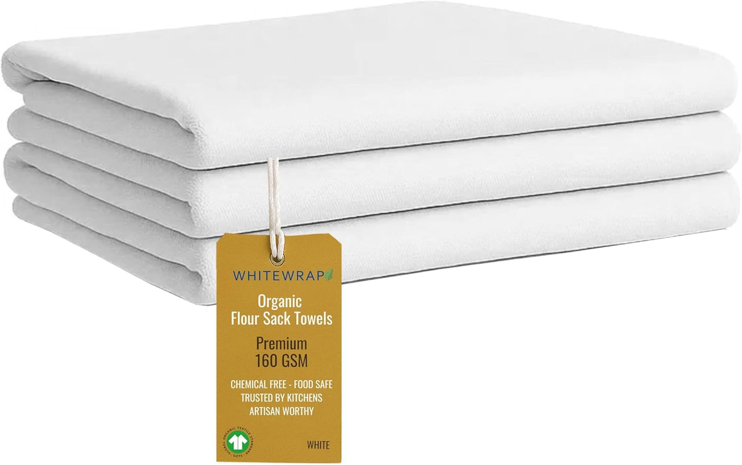 Flour Sack Towels| Tea Towel for Crafts| Kitchen Dish Cotton Blank Towel for Embroidery|Baking Bread Proofing Linen Cover| Thick Absorbent Quick Dry| 3 Pack 28"x28" White