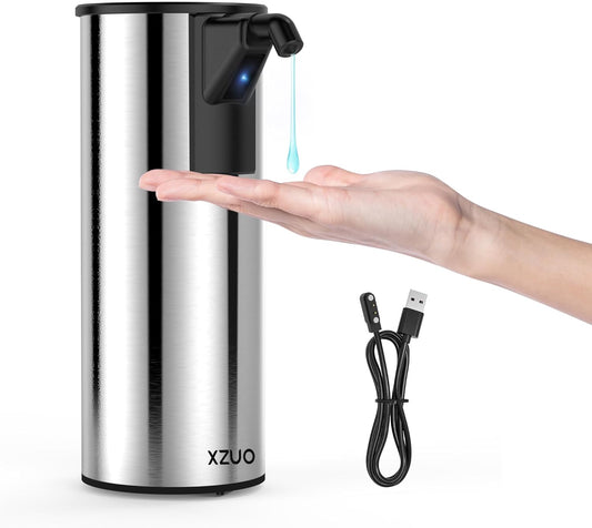 Automatic Soap Dispenser Touchless 11.8oz/350ml Four-Level Adjustable Dispenser Volume，Stainless Steel Material,Battery Powered for Wide Compatibility in Kitchen, Bathroom, Hotel & Office