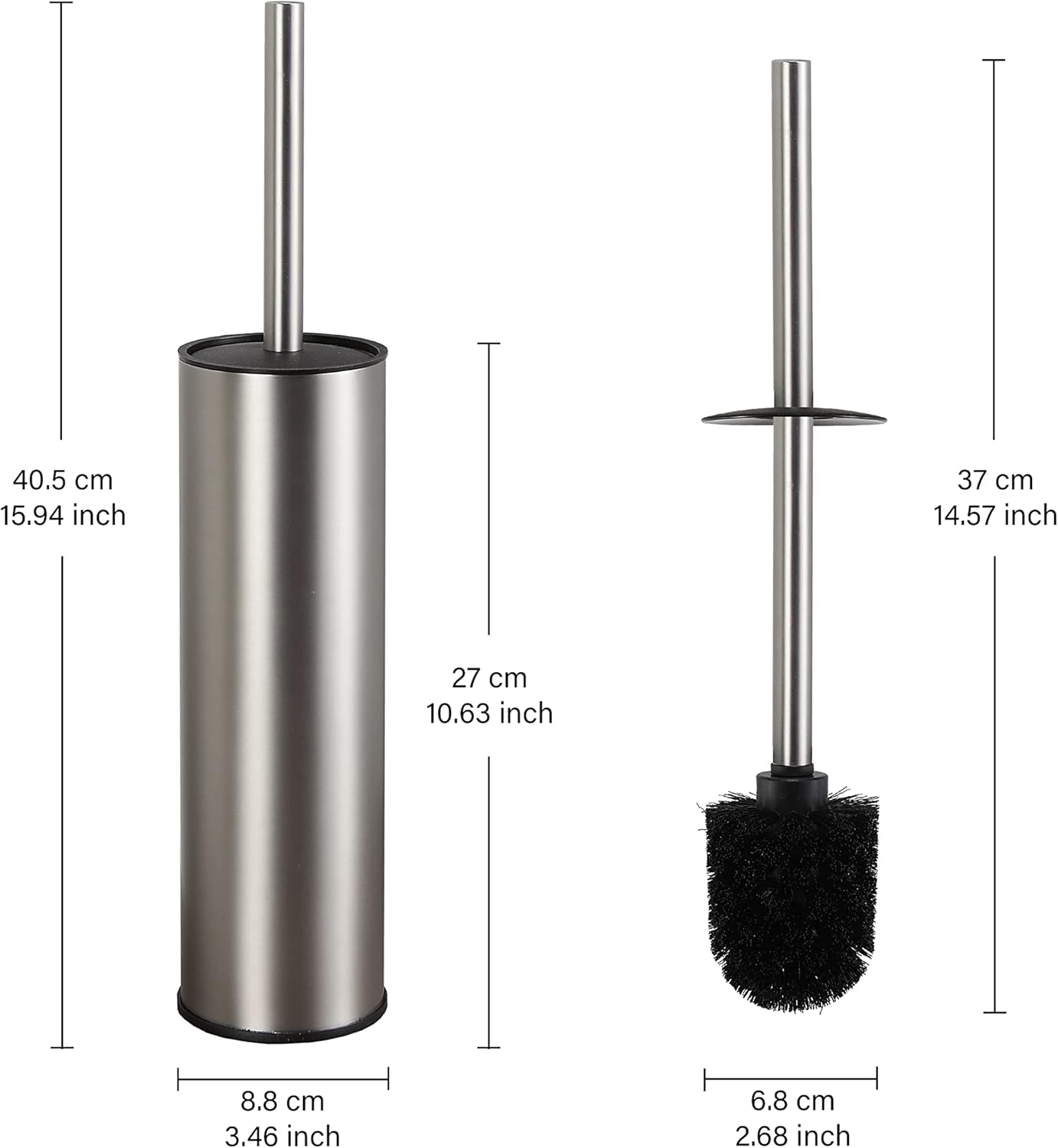 BGL Toilet Brush and Holder,Stainless Steel Toilet Brushes for Bathroom with Holder, Toilet Bowl Brush and HolderBrushed Nickel