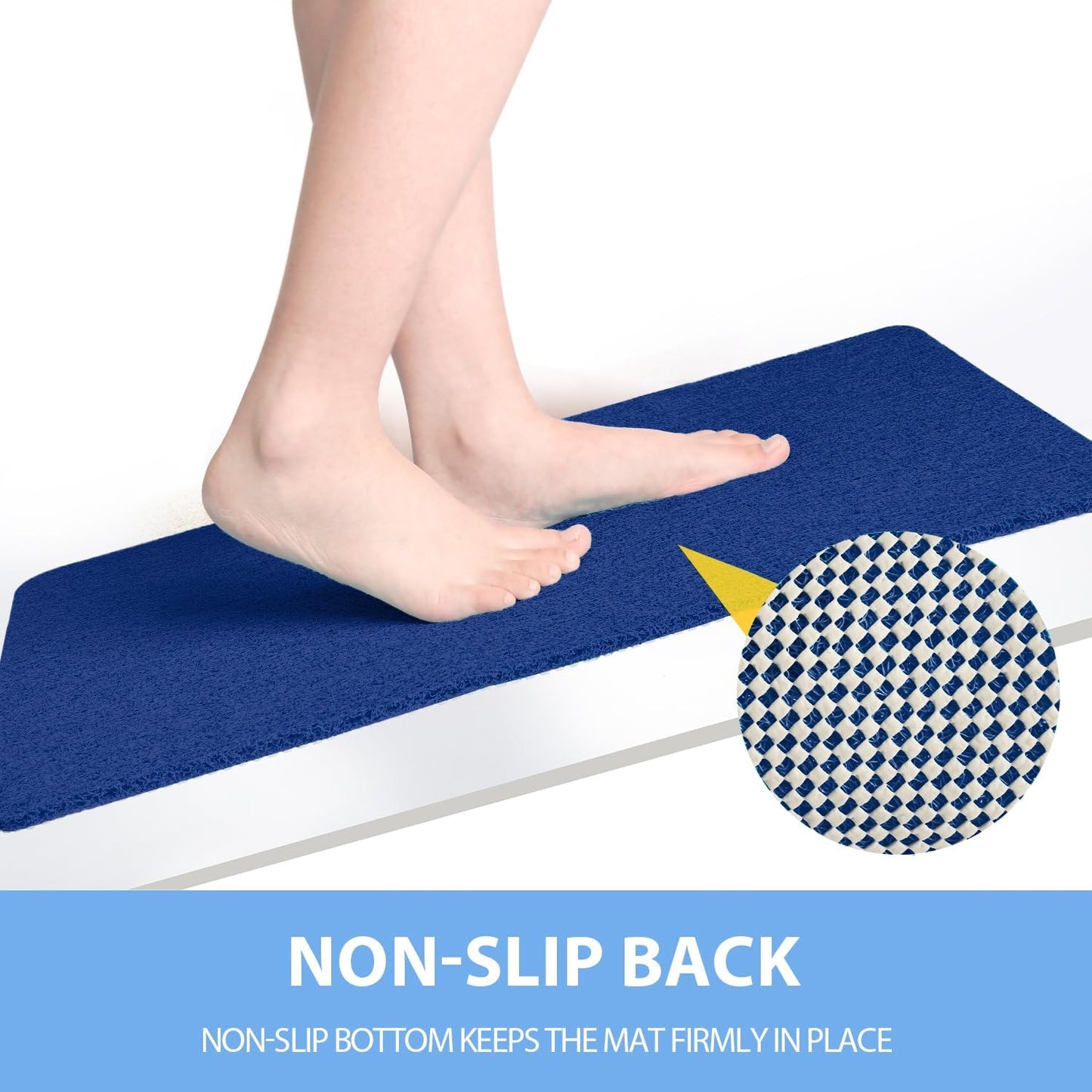 Non-Slip Bathtub Mat, Anti Slip Shower Mat, Fast Drying Bathtub Mats, Foot Scrubber Mat, Anti Slip Mat for Tub, Floor, Bathroom, Kitchen, Home, Hotel (Navy Blue 36"×24")