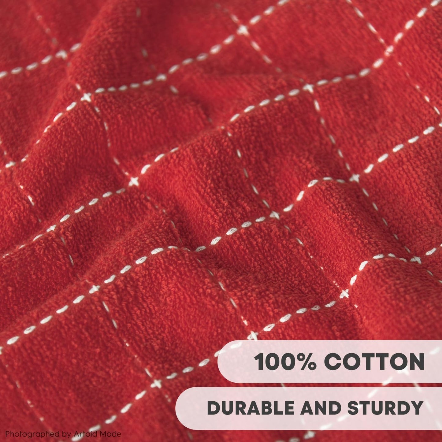 Artoid Mode Checkered Designed Cotton Terry Kitchen Dish Cloths, 12x12 Inch Soft Absorbent Quick Drying Cleaning Kitchen Rags Set of 6，Multicolor