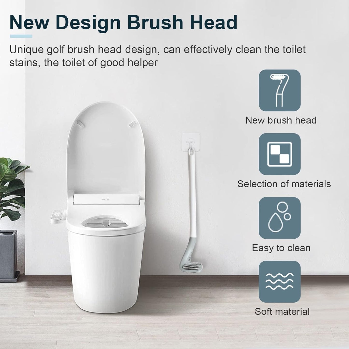 3 Pack Golf Toilet Brush, Flexible Long Handled Toilet Cleaning Brush, 360° No Dead Space Deep Toilet Cleaning Brush, Toilet Brush for Bathroom, with Hook (White + Blue + Grey)