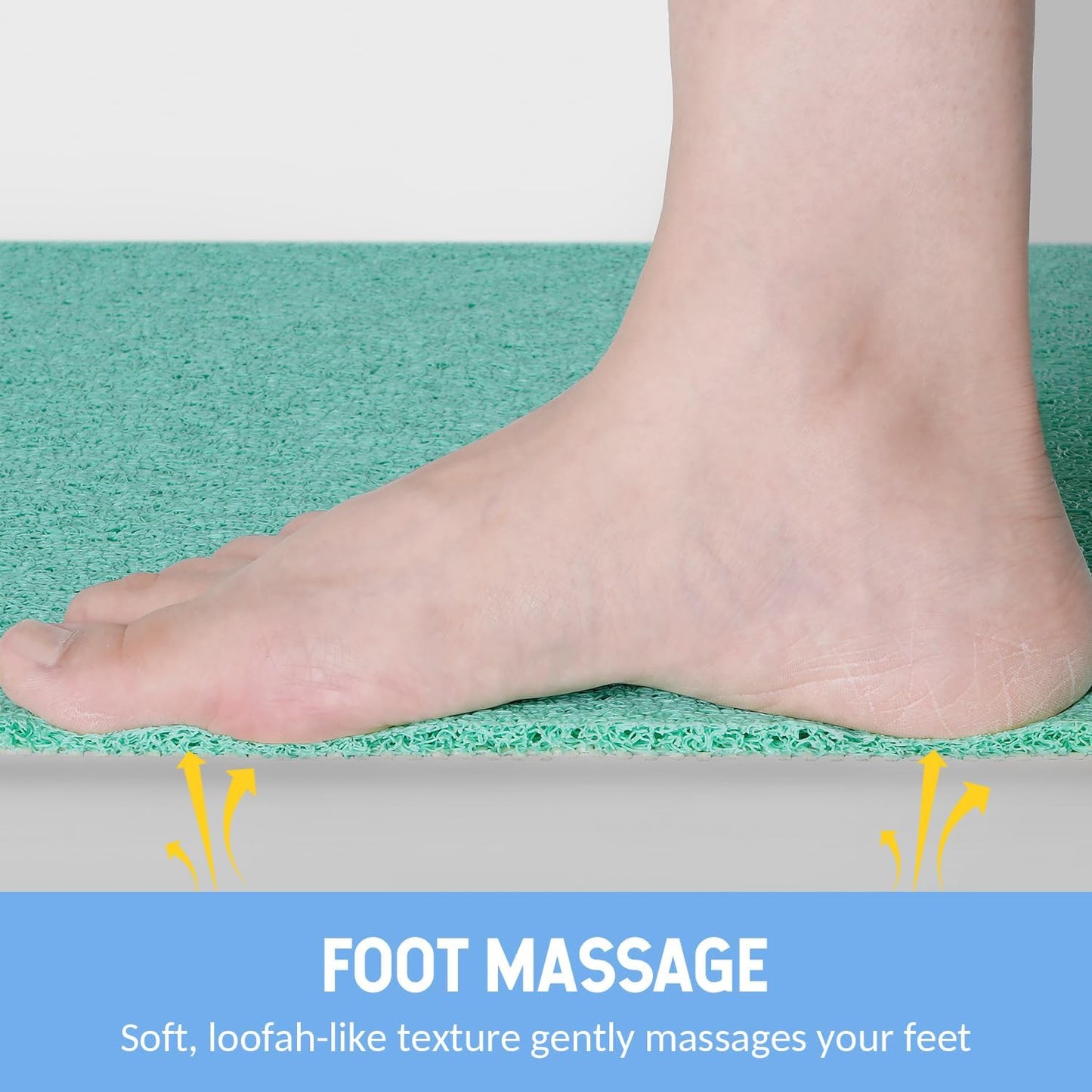 Non-Slip Bathtub Mat, Anti Slip Shower Mat, Fast Drying Bathtub Mats, Foot Scrubber Mat, Anti Slip Mat for Tub, Floor, Bathroom, Kitchen, Home, Hotel (Light Green 40"×28")