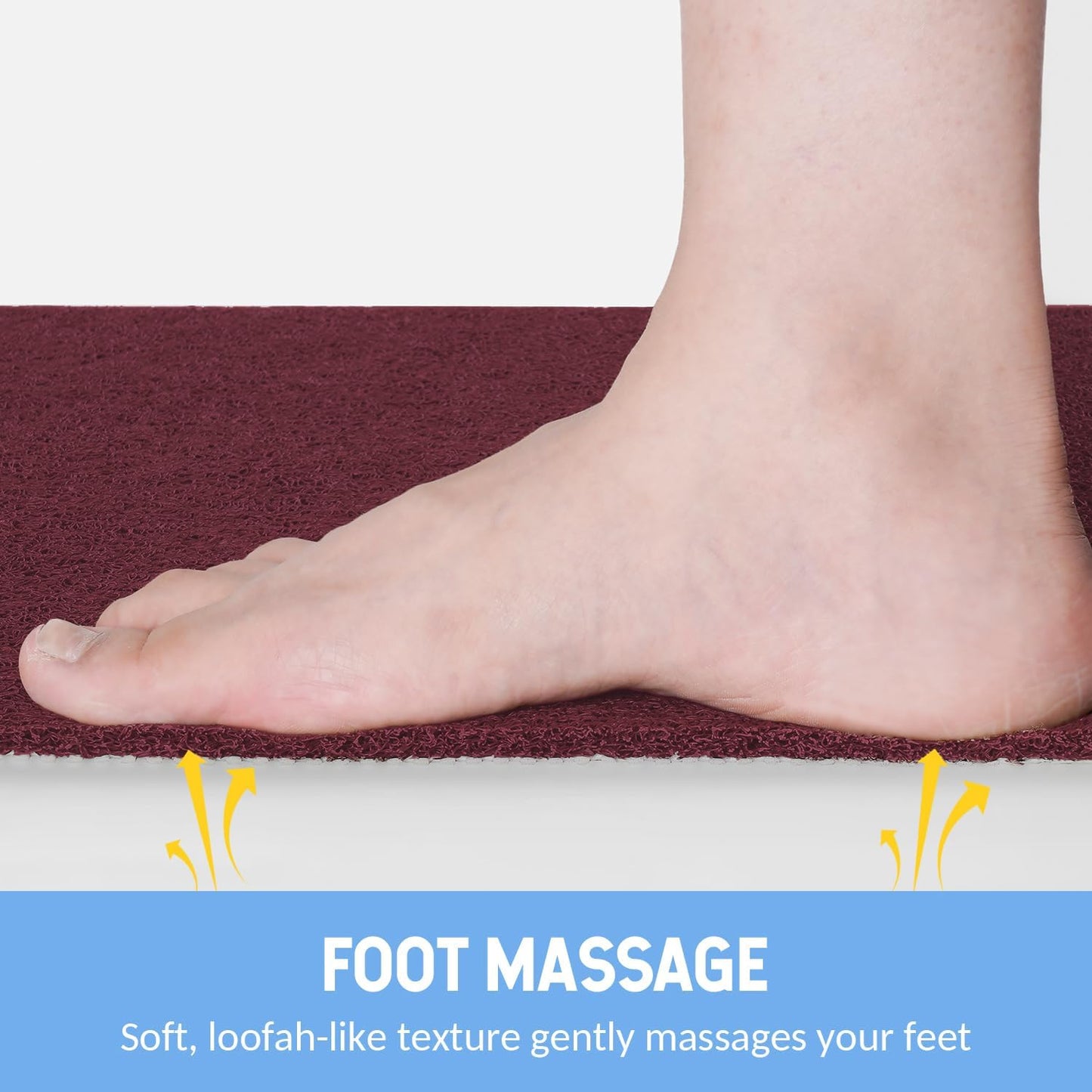 Non-Slip Bathtub Mat, Anti Slip Shower Mat, Fast Drying Bathtub Mats, Foot Scrubber Mat, Anti Slip Mat for Tub, Floor, Bathroom, Kitchen, Home, Hotel (Wine Red 40"×28")