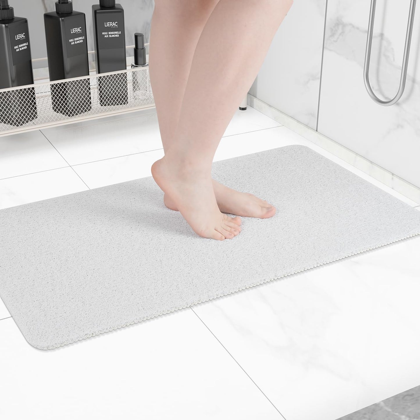 Non-Slip Bathtub Mat, Anti Slip Shower Mat, Fast Drying Bathtub Mats, Foot Scrubber Mat, Anti Slip Mat for Tub, Floor, Bathroom, Kitchen, Home, Hotel (White 32"×17")