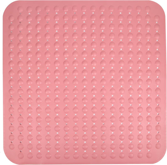 ENKOSI Extra Large Square Non Slip Shower Mat - 31 x 31-inch XL Bathroom Shower Mat - Square Shower Matts for Shower Stall Floors | Secure Suction Cups and Drain Holes (31x31 Pink)