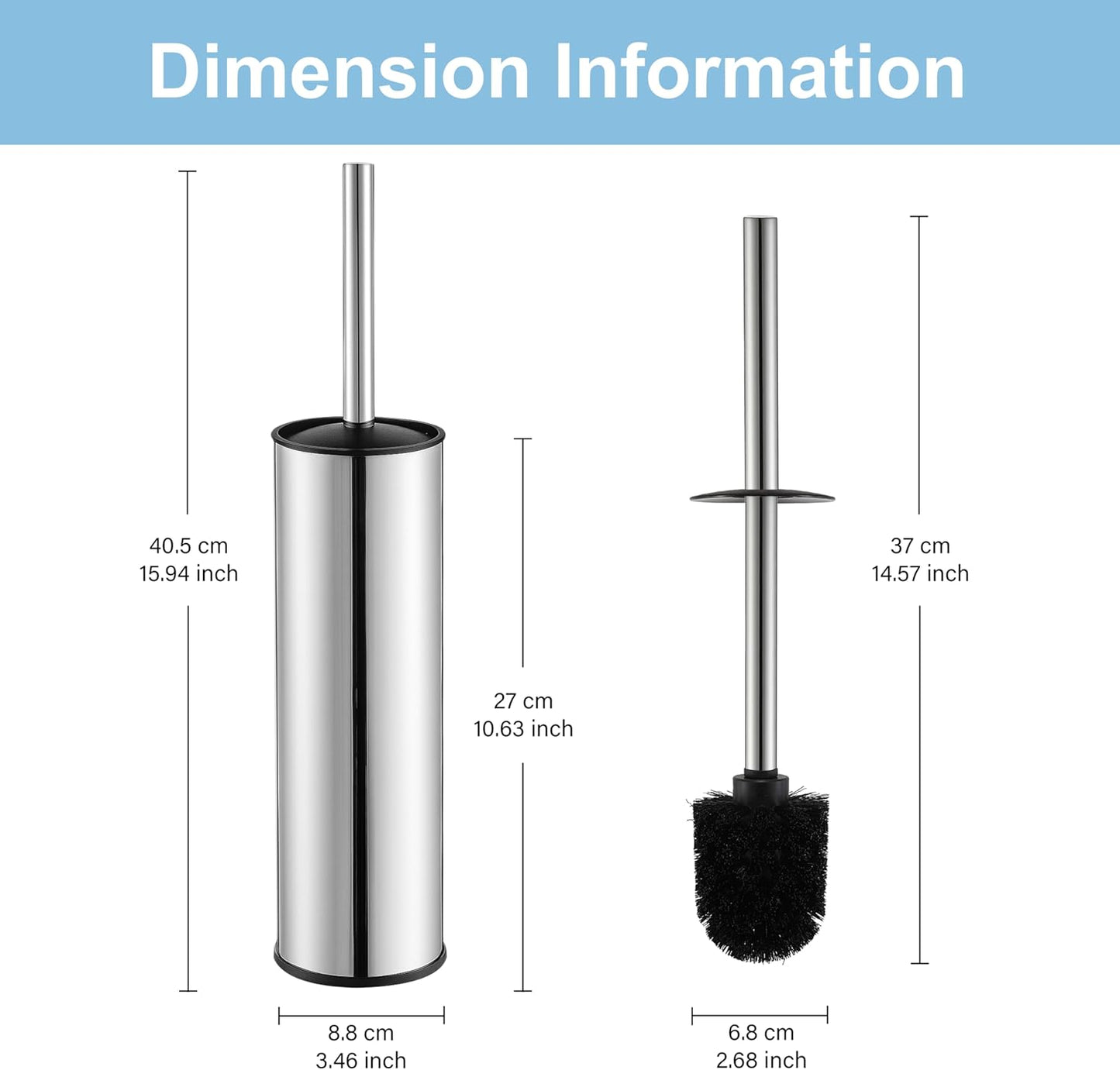 BGL Chrome Toilet Brush and Holder,Stainless Steel Toilet Brushes for Bathroom with Holder