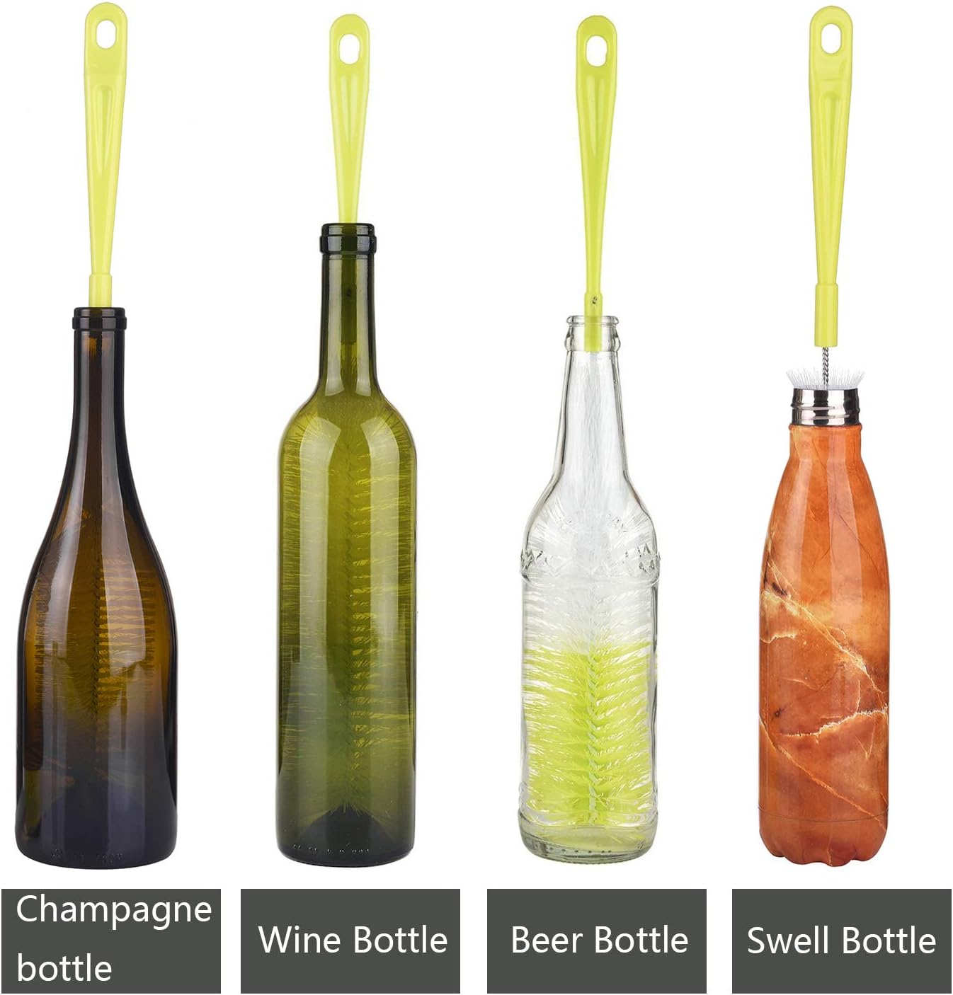 ALINK 3-Pack Long Narrow Neck Bottle Cleaning Brush for Beer, Wine, Flask, Thermos, Sport Well, Brewing Bottle and Hummingbird Feeder and Long Narrow Neck Sport Bottles