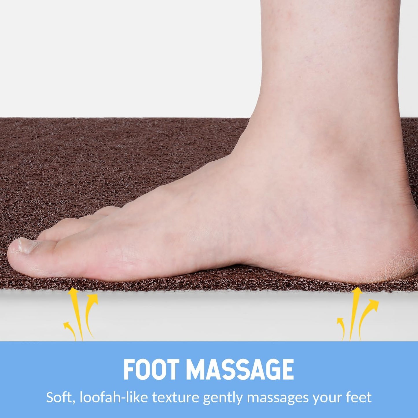 Non-Slip Bathtub Mat, Anti Slip Shower Mat, Fast Drying Bathtub Mats, Foot Scrubber Mat, Anti Slip Mat for Tub, Floor, Bathroom, Kitchen, Home, Hotel (Brown 24"×24")