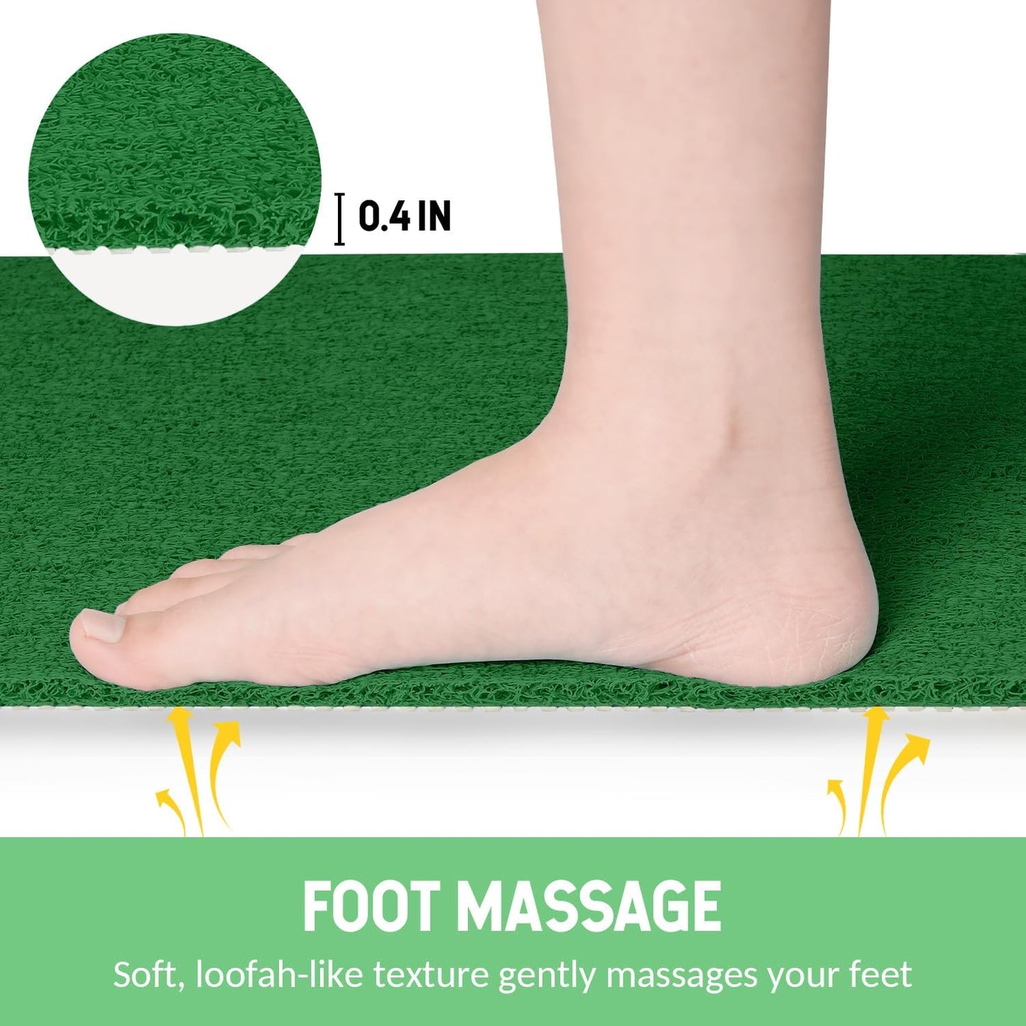 Non-Slip Bathtub Mat, Anti Slip Shower Mat, Fast Drying Bathtub Mats, Foot Scrubber Mat, Anti Slip Mat for Tub, Floor, Bathroom, Kitchen, Home, Hotel (Dark Green 32"×17")