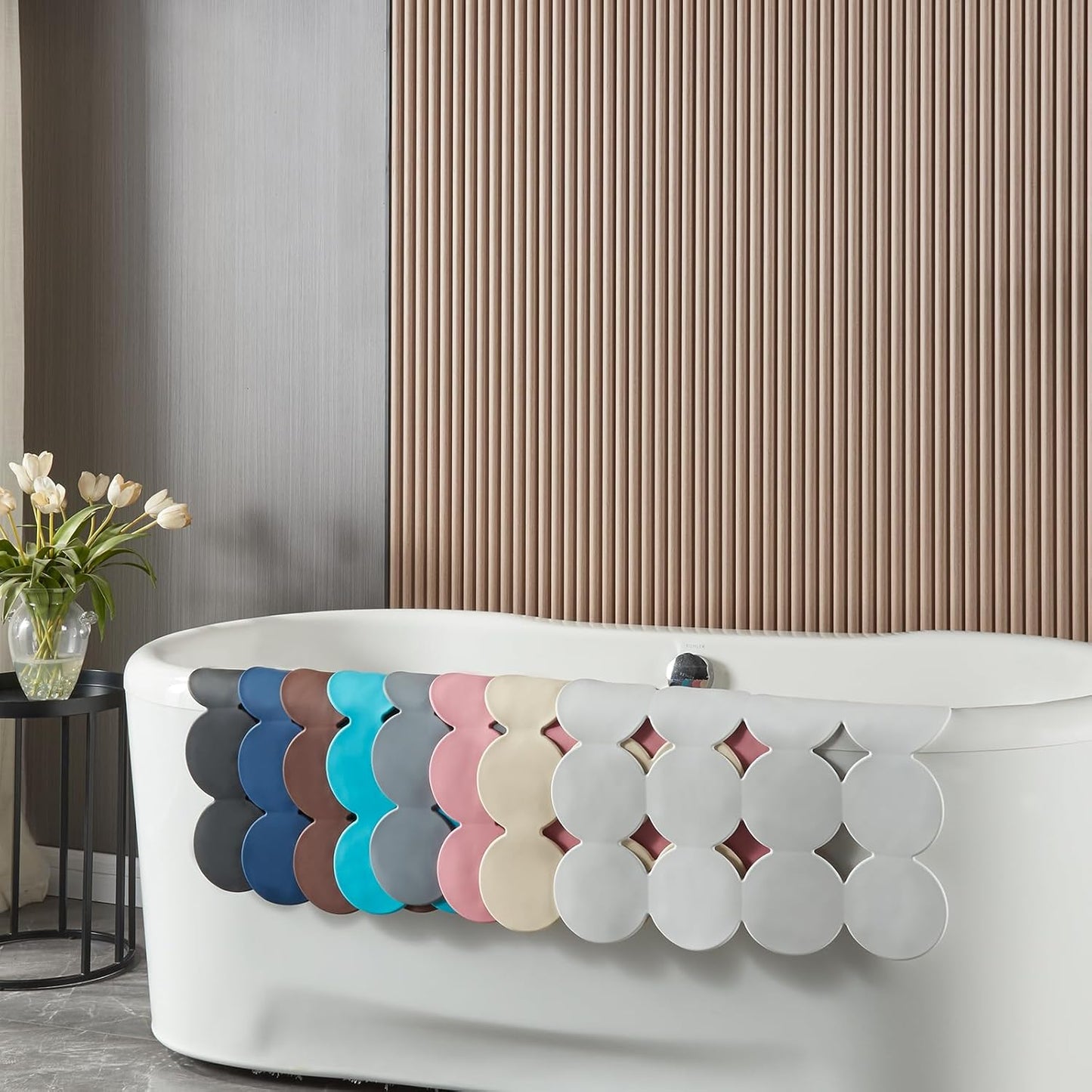 Square Shower Mat Nonslip - Rubber Bathtub Mat with Suction Cups for Inside Shower Bathroom Floor (Pink, 21X21)