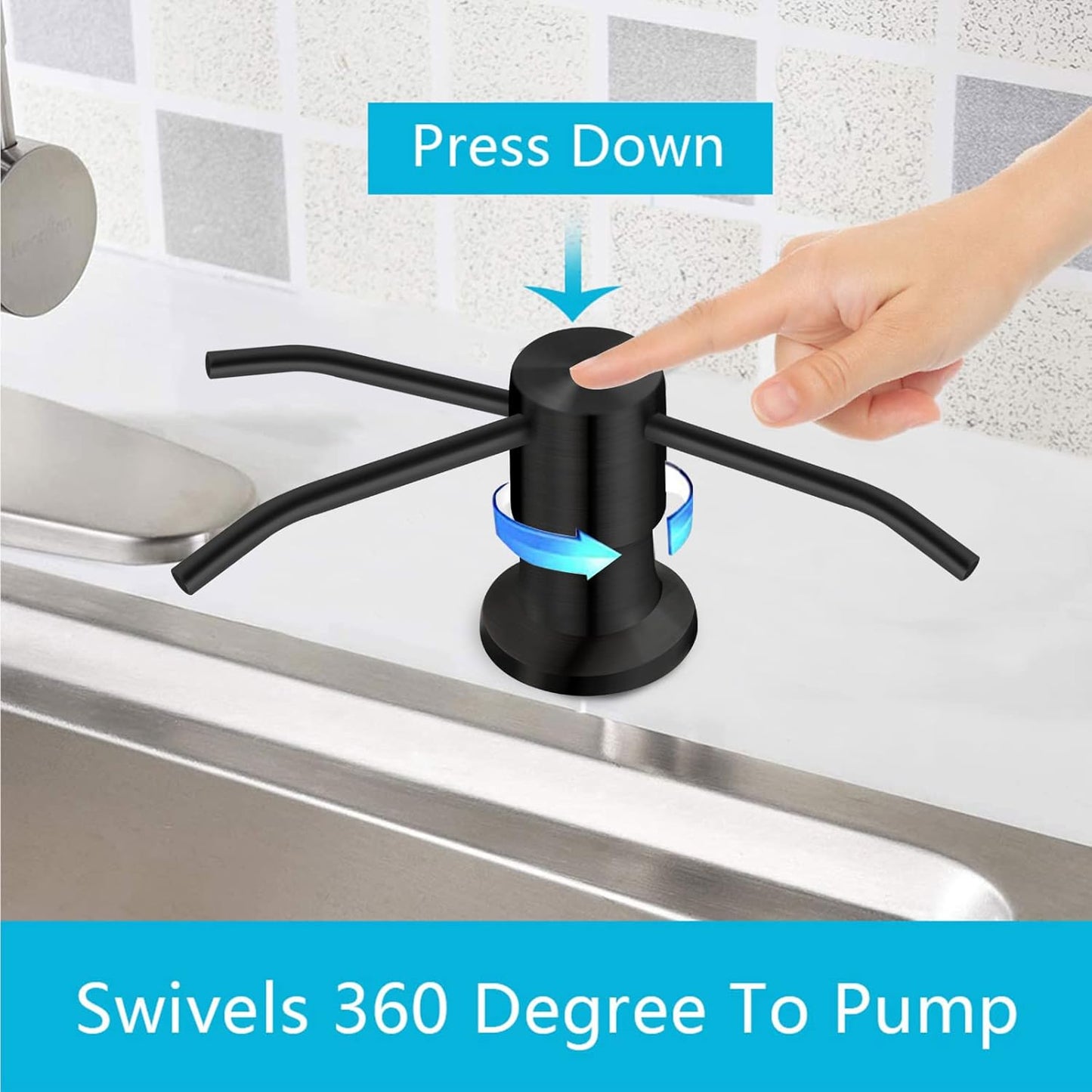 Soap Dispenser for Kitchen Sink, Kichen Sink Soap Dispenser, 47" Extension Tube kit, Under Sink Soap Dispenser Pump, No Need More Refills, Good Suction Power, Black