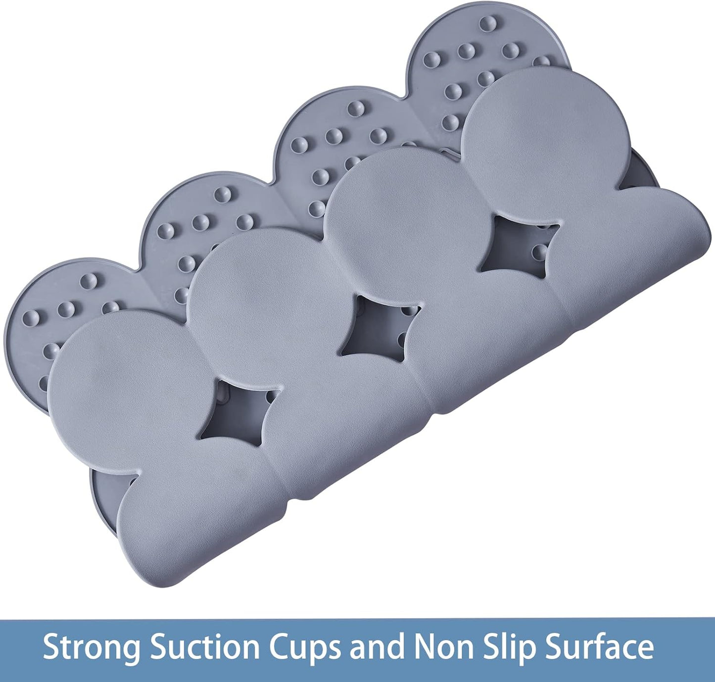 Square Shower Mat Nonslip - Rubber Bathtub Mat with Suction Cups for Inside Shower Bathroom Floor (Grey, 21X21”)