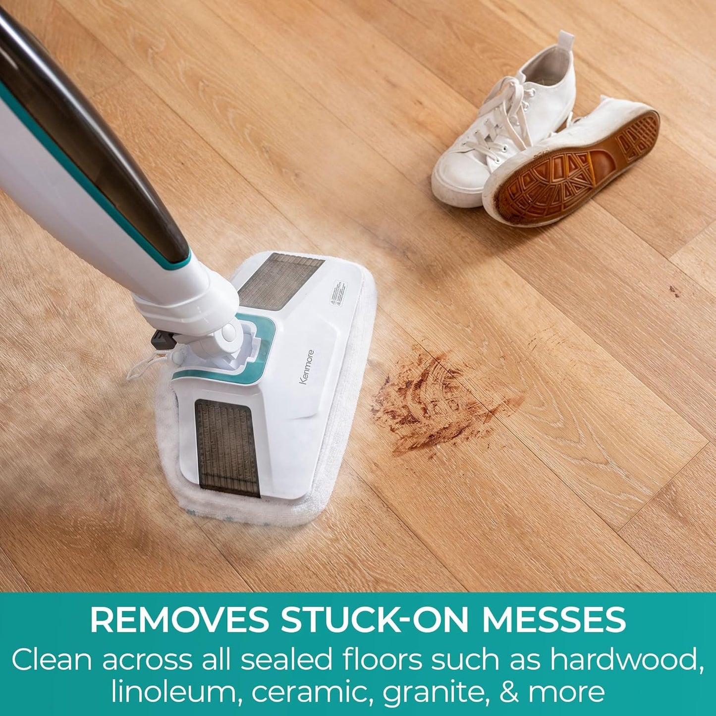 Kenmore SM2060 S200 Series Steam Mop for Floor Cleaning with Easy Scrubber & 2pcs Washable Pads, 2 Modes, Quick-Heating, Lightweight for Hardwood and Tile