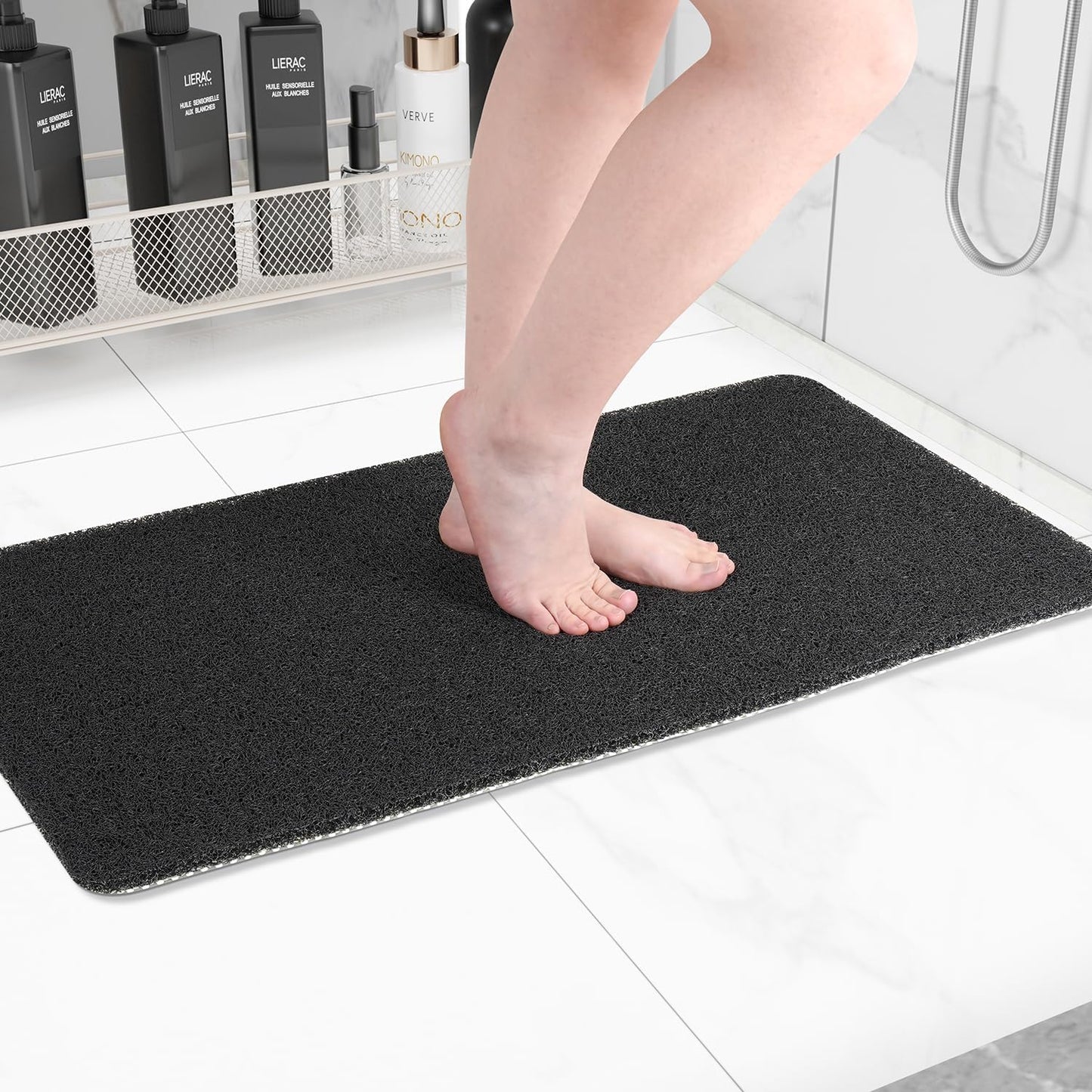 Non-Slip Bathtub Mat, Anti Slip Shower Mat, Fast Drying Bathtub Mats, Foot Scrubber Mat, Anti Slip Mat for Tub, Floor, Bathroom, Kitchen, Home, Hotel (Black 32"×17")