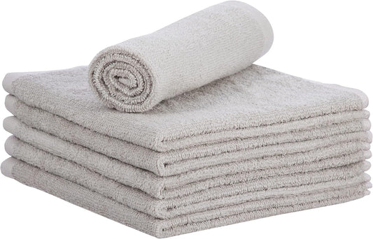 Superio Cotton Terry Washcloths Grey Towels 100% Cotton Cleaning Cloth 16" Rags Wash Clothes for Body and Face, Spa Towels, Multi Purpose (6, 12"x12")